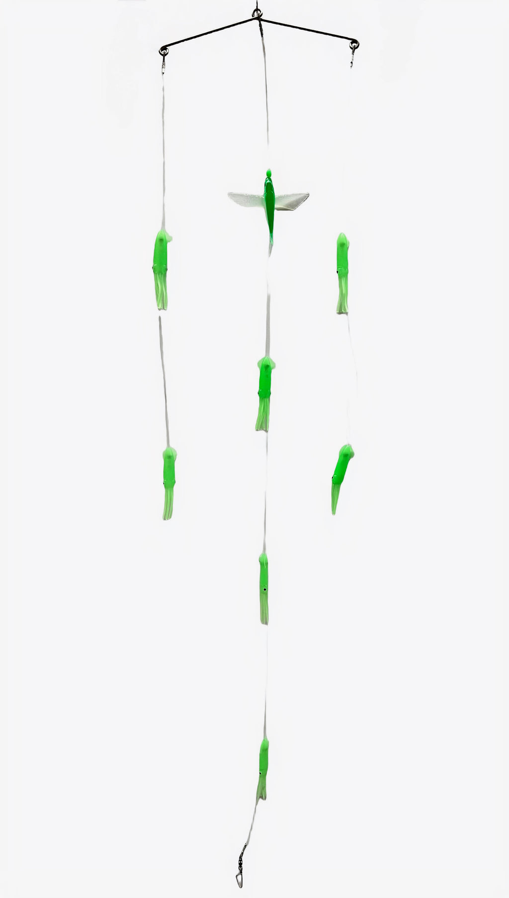 thumbnail image 2 of 14" Green/Chartreuse Splash Spreader Bar – 9 Squid Rigs – Grandads Trolling Lure For Tuna, Mahi, Billfish 2 of 4