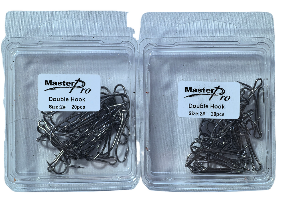 MasterPro Double Hooks 2# 40pcs Heavy Duty Twin Fishing Hooks for Saltwater Bait Rigs & Lures MasterPro Double Hooks 2# 40pcs Heavy Duty Twin Fishing Hooks for Saltwater Bait Rigs & Lures