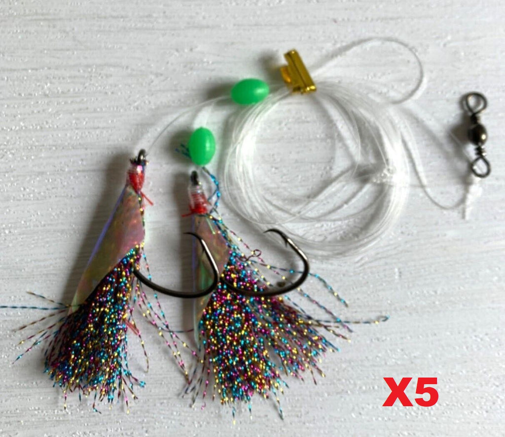 5 x 5/0 Custom Designed Snapper Fishing Rigs In 5 Colours Tackle Bait Tackle Direct