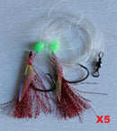 5 x 5/0 Custom Designed Snapper Fishing Rigs In 5 Colours Tackle - Bait Tackle Direct