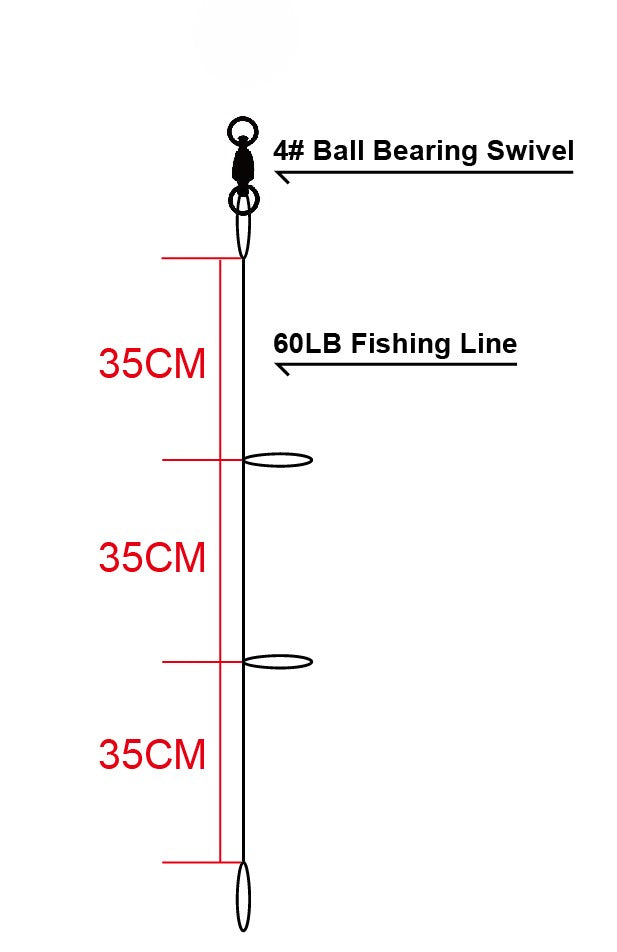 MASTERPRO 10pcs Fishing DIY Paternoster Rigs – 60LB Line, 4# Ball