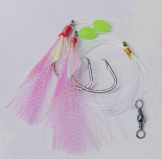 WSB 6 X 4 Silver Hook Shrimp Feather Rig - 1/0 Hooks - Sea Fishing Boat & Beach