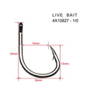 20Pcs Chemically Sharpened 4X Strong Live Bait Hooks Size 1/0 Fishing Tackle
