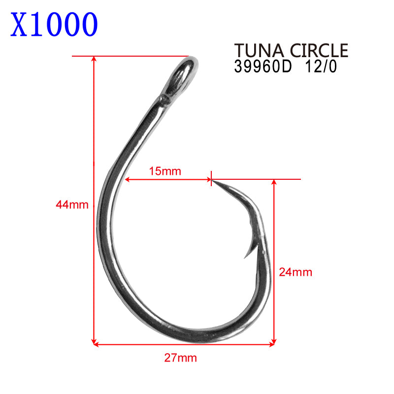 100/1000X Chemically Sharpened Tuna Circle Hooks Size 12/0 Fishing Tackle