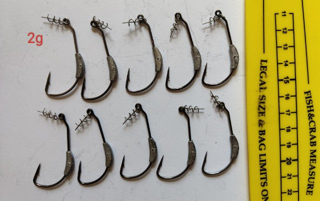 Weighted Weedless Hooks jig head for soft plastic lures 1/0,2/0,4/0