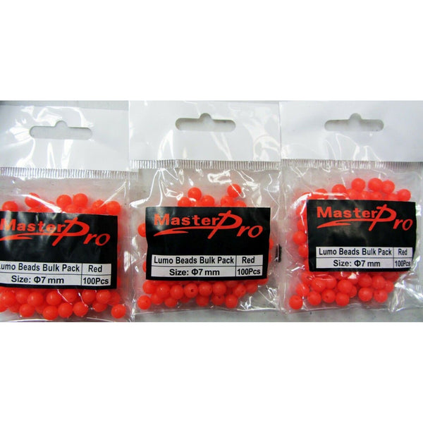 300 x Fishing Lumo Soft Beads Red Round Size Dia 7mm Fishing Tackle Special - Bait Tackle Direct