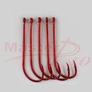100X High Quality Long Shank Baitholder Fishing Hooks RED Size 4