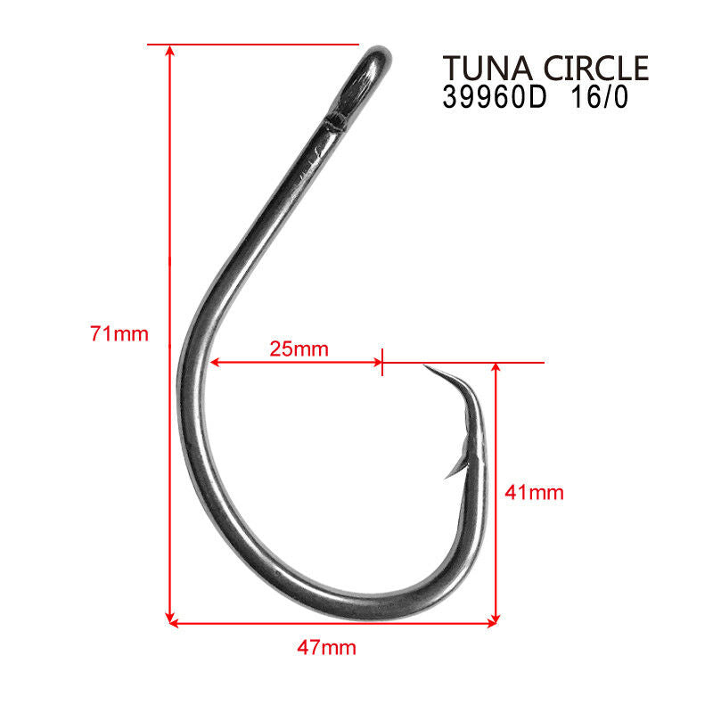10 X Chemically Sharpened Tuna Circle Hooks Size 16/0 Fishing