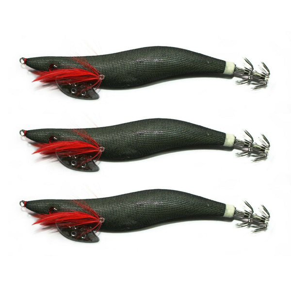 3 X Fishing High Quality Squid Jig In Various Sizes Black Tackle Lure Special - Bait Tackle Direct