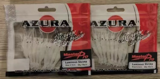 azuna fishing lures Azuna 20pcs Soft Plastic Luminous Prawn Shrimp Yabbie Fishing Lure 65mm