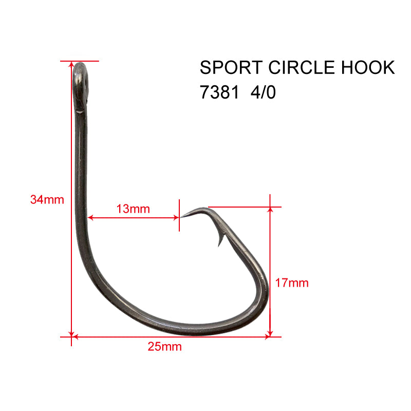 Multi-size Chemically Sharpened Sport Circle Hooks 4/0,5/0, 6/0, 8/0