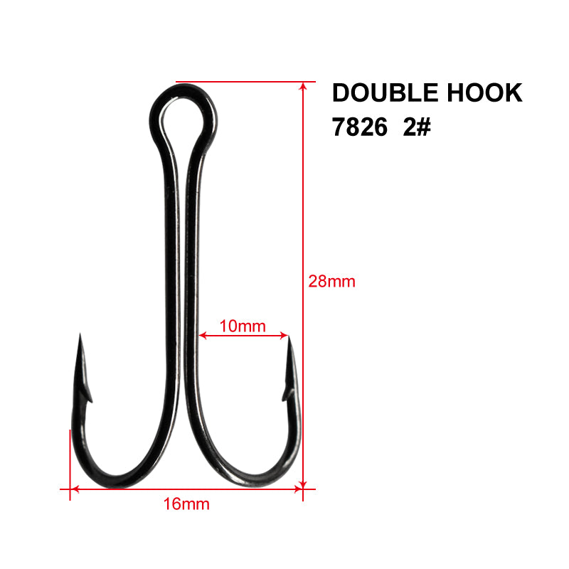 60 x Quality Chemically Sharpened Double Hooks 2# Fishing Tackle