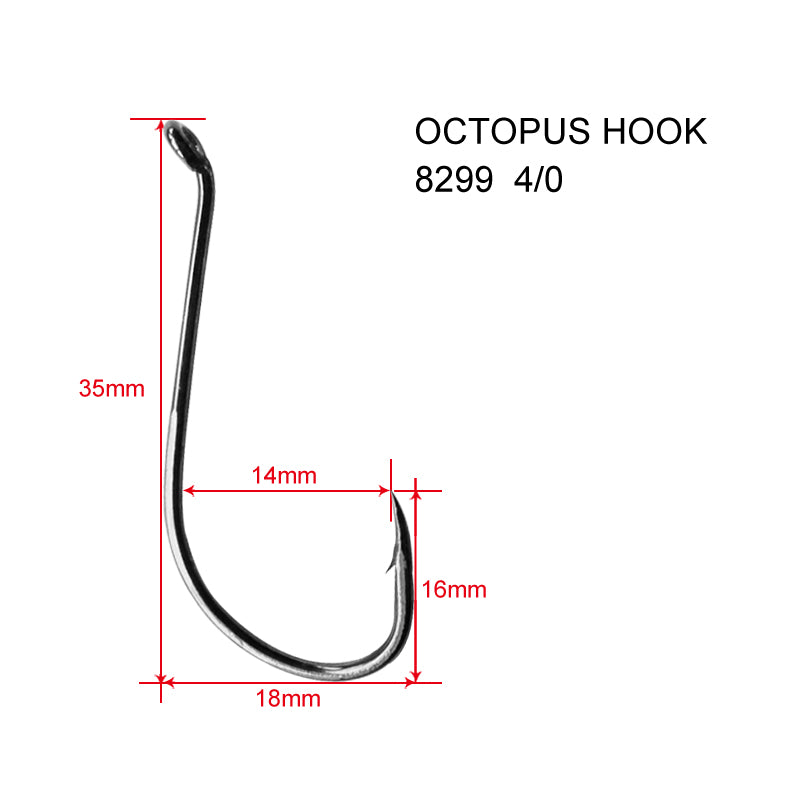 100 X Chemically Sharpened Octopus Hooks in 4/0 Size Fishing Tackle