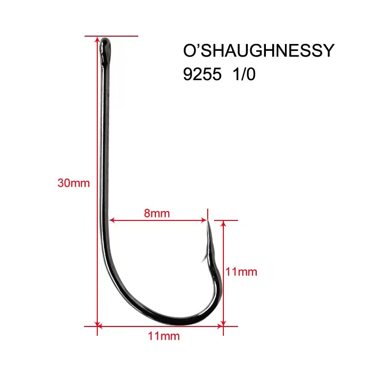 100 pcs 1/0 Chemically Sharpened O'Shaughnessy Hooks Fishing
