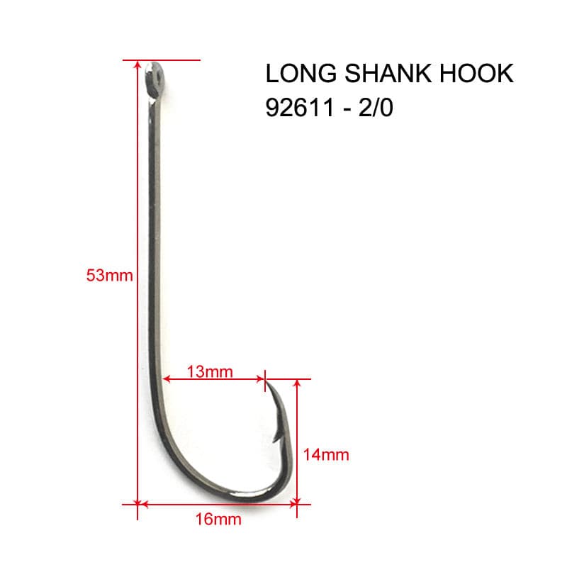 75 X Long Shank Hooks Size 2/0 Fishing Tackle