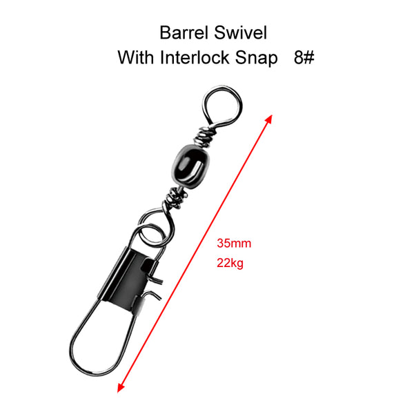 50 x Barrel Swivels+InterlockSnap Size 8# Fishing Tackle - Bait Tackle Direct