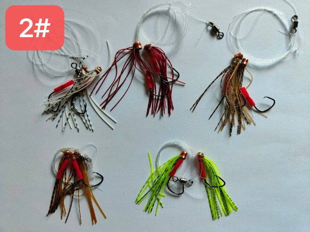 30X MasterPro Skirt Rigs Whiting Fishing Rigs in 5 Different Colours with  Size2# Hooks