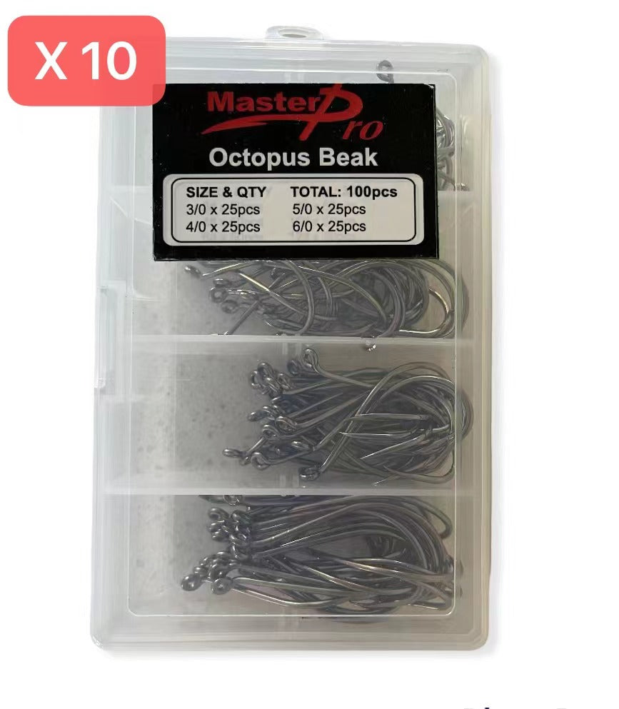 5/10 boxes Chemically Sharpened Octopus Beak Hooks 4 sizes Fishing