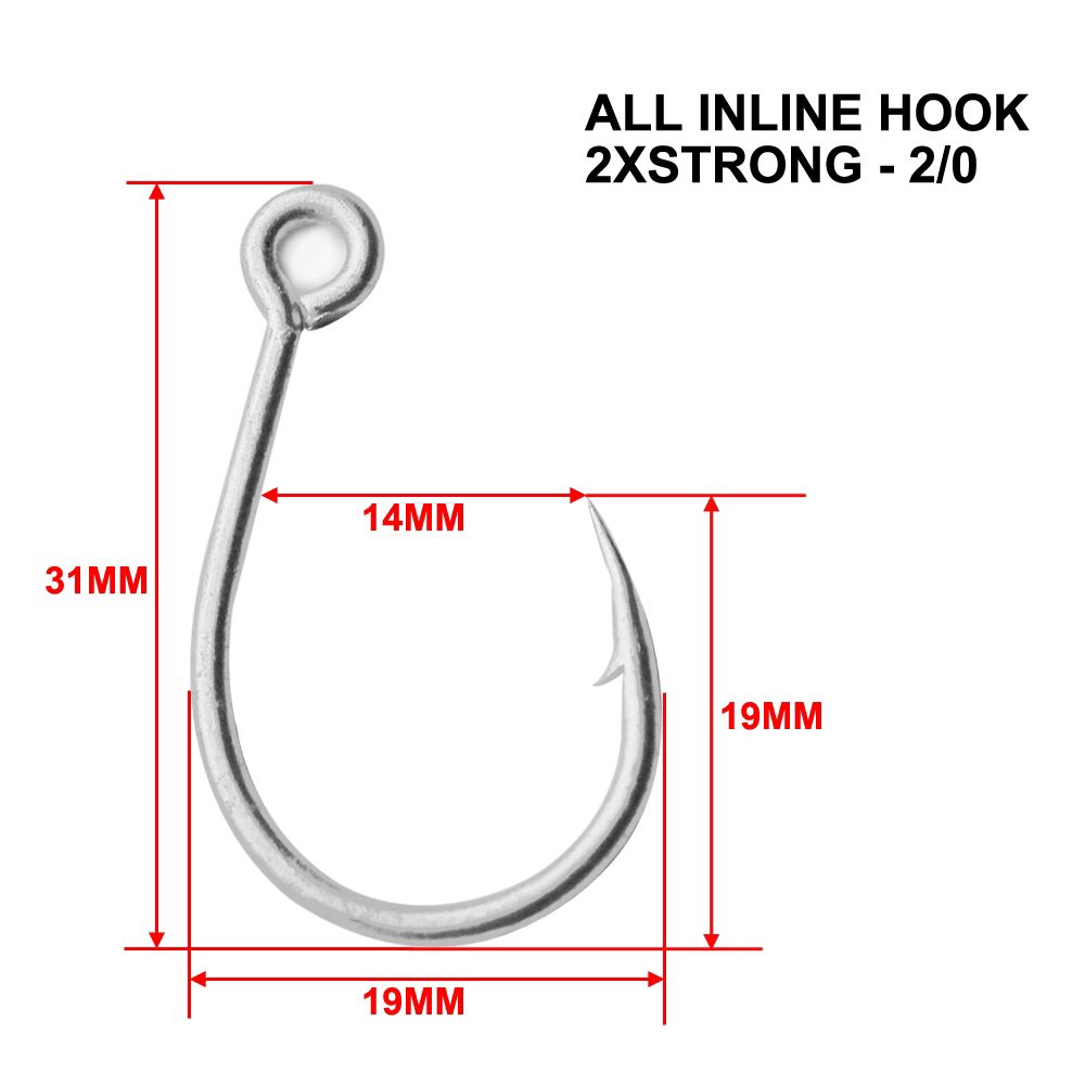 30pcs 2X Strong Single Lure Hooks All Inline Tin-plated Fishing