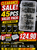 MasterPro Jighead Hook Kit – 45PCS Mixed Sizes + Bonus Tackle Box