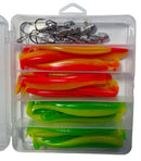 MASTERPRO 12cm Paddle Tail Lures & Jigheads Combo – 30pcs Fishing Tackle Set for Snapper Flathead Salmon – Saltwater Ready Bonus Tackle Box