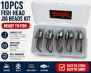 MasterPro Fish Head Jig Heads 10pcs 1.5oz 2oz Heavy Duty Hook Saltwater Fishing AU