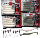20pcs 12cm Soft Plastics + 10 Jig Heads | White & Natural Colours | Paddle Tail Lures Fishing Tackle