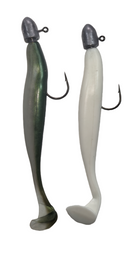 20pcs 12cm Soft Plastics + 10 Jig Heads | White & Natural Colours | Paddle Tail Lures Fishing Tackle