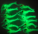 MASTERPRO Lumo Shrimp 12pcs + Jig Heads – 7cm / 8.5g – Glow Soft Prawn Fishing Tackle Lure Set