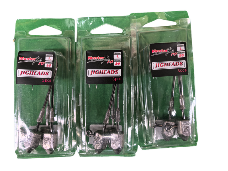 9Pcs Masterpro Chemically Sharpened 8/0, 1 OZ Heavy Gaage Jig Heads Fishing Tackle Hook - Bait Tackle Direct
