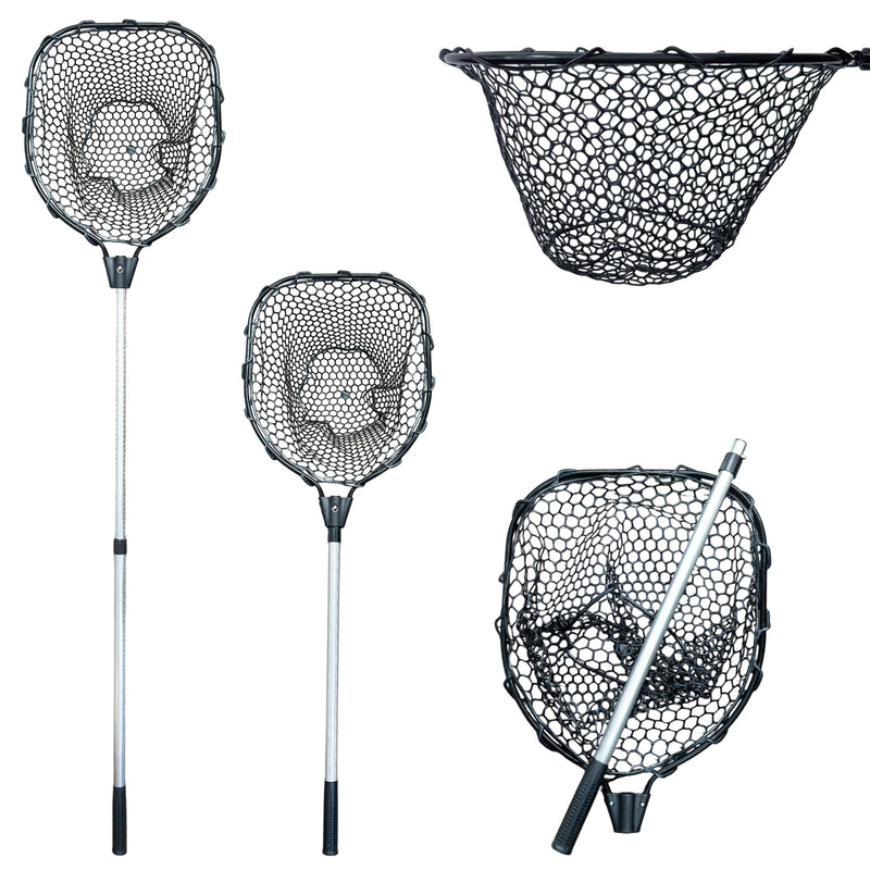 MasterPro Fishing Rubber Landing Net – 1.2m Telescopic Handle, Hook-Proof Soft Mesh, Fish-Friendly, For Australian Waters