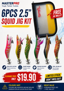 MASTERPRO 2.5" Squid Jig Clearance Kit – 6PCS + FREE Squid Jig Wallet | ONLY $19.90