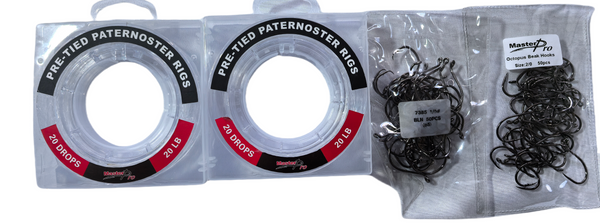MASTERPRO 20lb Pre-Tied Paternoster Fishing Rigs – 2 Spools + Bonus Hooks Tackle - Bait Tackle Direct
