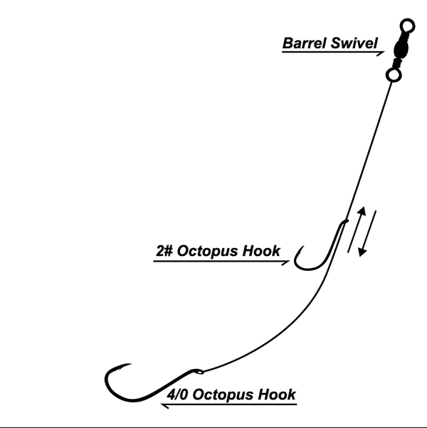 3X MasterPro Running Snell Fishing Rigs on 40lb Leader Fishing Tackle Hooks Octopus Beak 2#+4/0 - Bait Tackle Direct