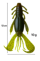 MasterPro Craw Blaster 12cm / 10g Soft Plastic Lure – Green Pumpkin Black Flake (2 Bags, 8pcs + 5 Jigheads) - Bait Tackle Direct