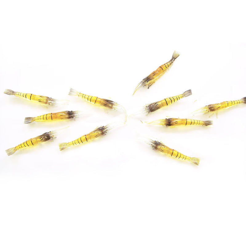 MASTERPRO Soft Plastic Shrimp Lures 9cm – 10 Pack Lifelike Design | Realistic Colour | Salt & Fresh Water Ready Bonus Fishing Tackle Hook