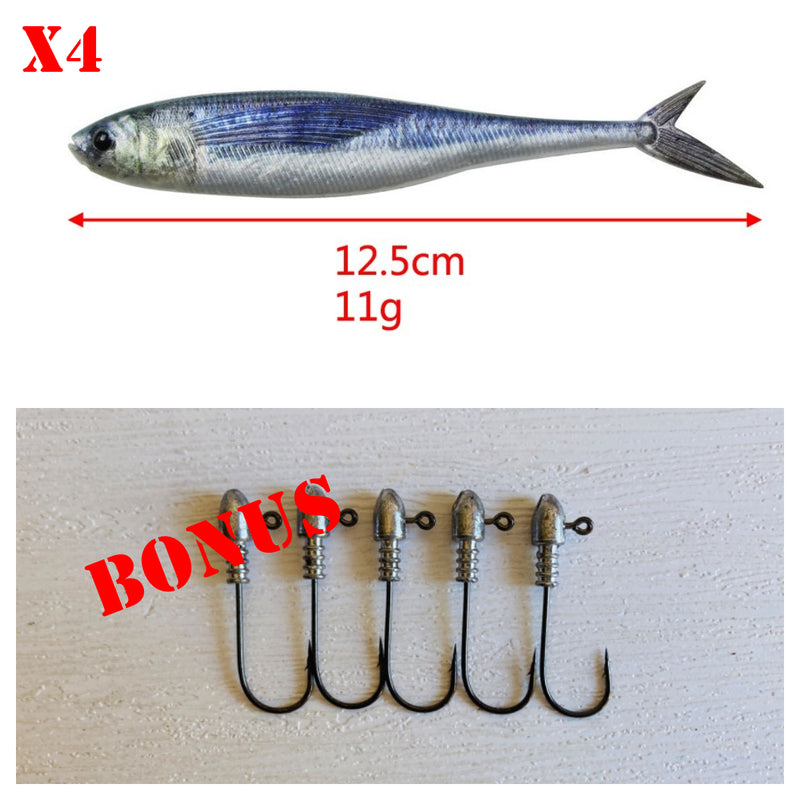 5pcs Jig Head Soft Plastic Fishing Lures with Hook Sinking