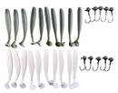 MASTERPRO 10cm Soft Plastic Fishing Kit – 20pcs Paddle Tail Lures + 10 Matching Jigheads + FREE Tackle Box | Flathead, Snapper & Estuary Fishing