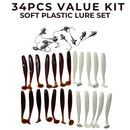 MASTERPRO 34PCS Soft Plastic Lure Kit – Paddle Tail + Jighead – Ready to Fish – Australian Waters