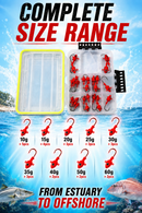 MASTERPRO Weekly Special – Flathead Hunter Soft Plastic Wallet Kit + 27PC Fish Head Jighead Kit Bundle