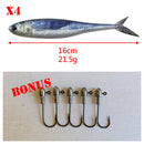 4pcs 2 sizes Natural shape Soft Plastic Mackerel Bonus 5pcs jig heads - Bait Tackle Direct
