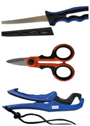 MASTERPRO Fishing Tool Set – Fillet Knife, Fish Lip Gripper, PE Scissors + Cleaning Rag