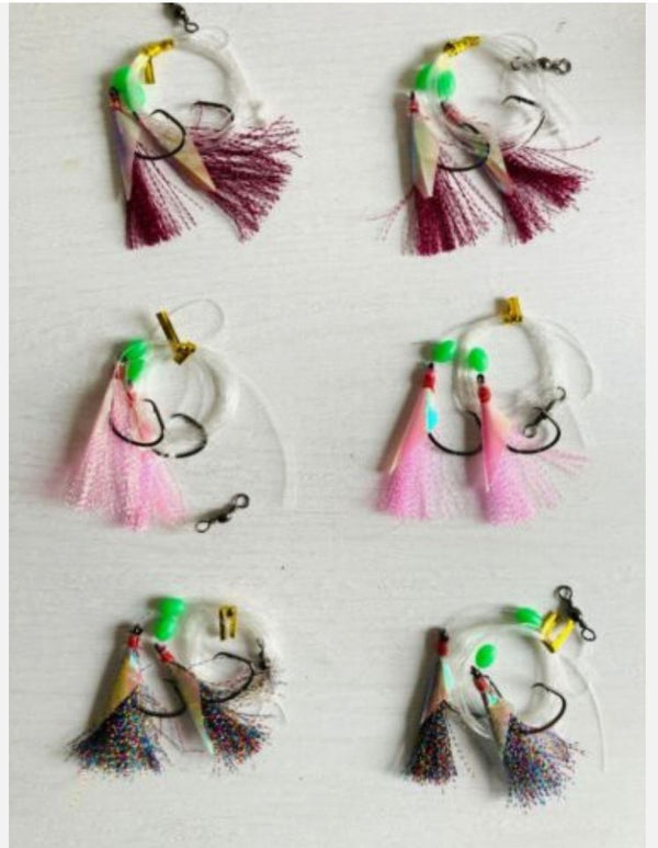 6 x 5/0 Custom Designed Snapper Fishing Rigs In 3 Colours Tackle - Bait Tackle Direct