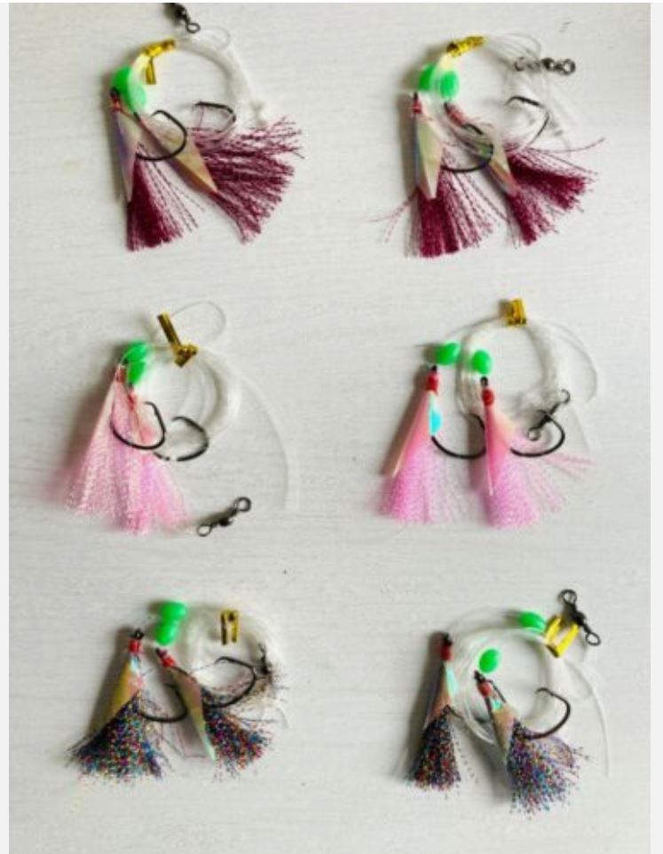 6 x 5/0 Custom Designed Snapper Fishing Rigs In 3 Colours Tackle - Bait Tackle Direct