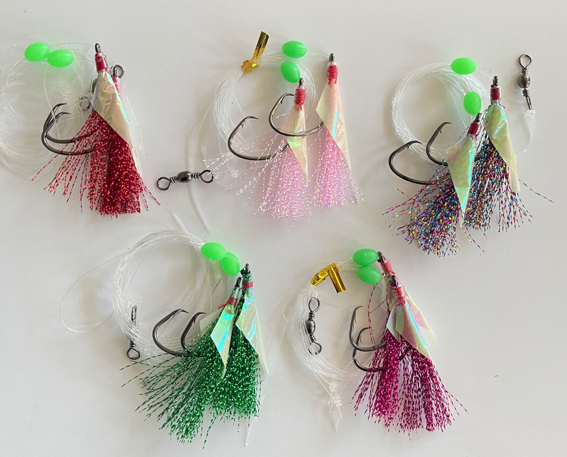 30pcs Pre-made Custom Designed Snapper Rigs 5/0 In 5 New Colors