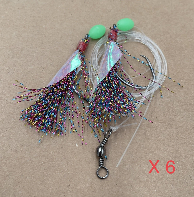 6 x 5/0 Custom Designed Snapper Fishing Rigs In 3 Colours Tackle - Bait Tackle Direct