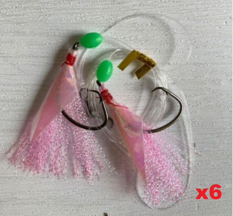 6 x 5/0 Custom Designed Snapper Fishing Rigs In 3 Colours Tackle - Bait Tackle Direct