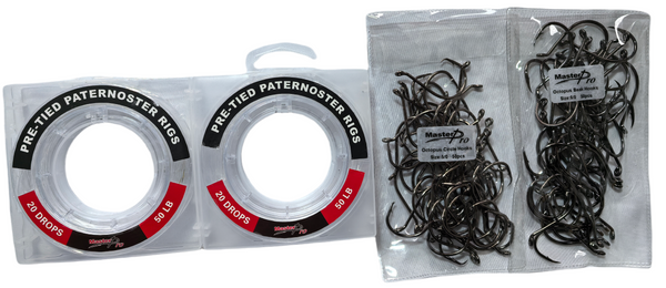 MASTERPRO 50lb Pre-Tied Paternoster Fishing Rigs – 2 Spools + Bonus Hooks Tackle - Bait Tackle Direct