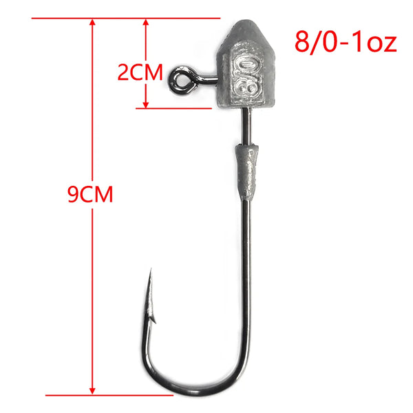 9Pcs Masterpro Chemically Sharpened 8/0, 1 OZ Jig Heads Fishing Tackle Hook