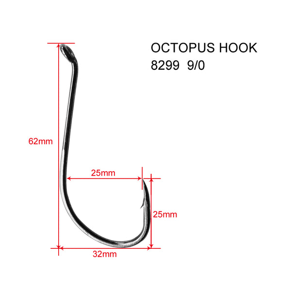 50 x 9/0 Chemically Sharpened Octopus Hooks Fishing Tackle 50 x 9/0 Chemically Sharpened Octopus Hooks Fishing Tackle